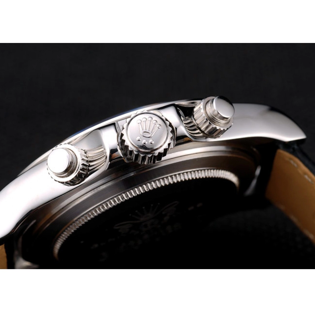Aaa replica watch Strap Case Steel Dial Blue Rolex Daytona Black Leather Stainless 0724